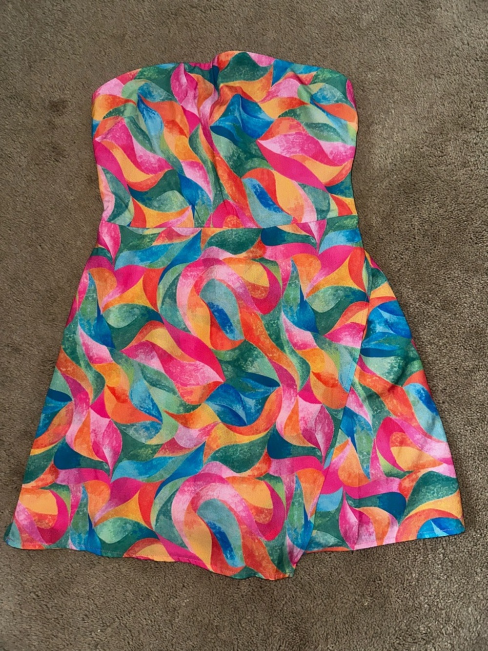Pink Lily Multicolor Strapless Dress with Pink Bodice